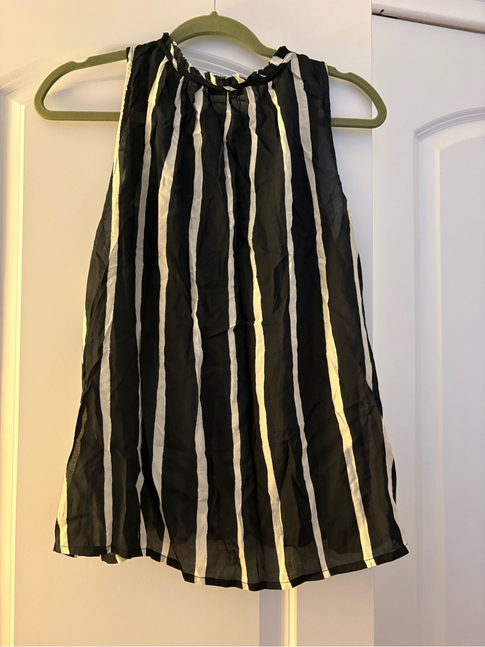 Women's Black and White Vertical Stripe Skirt